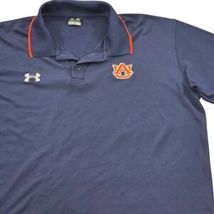 Under Armour Auburn Tigers Polo‎ Shirt Men's L Navy Orange Logo Golf